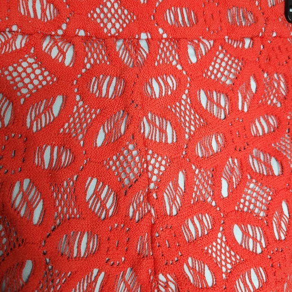 JUDITH MARCH Women's Shorts With Red Floral Lace Overlay SMALL - Picture 9 of 10